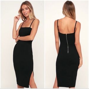 Lulu’s Paulina Bodycon Midi Dress, Black, Small
